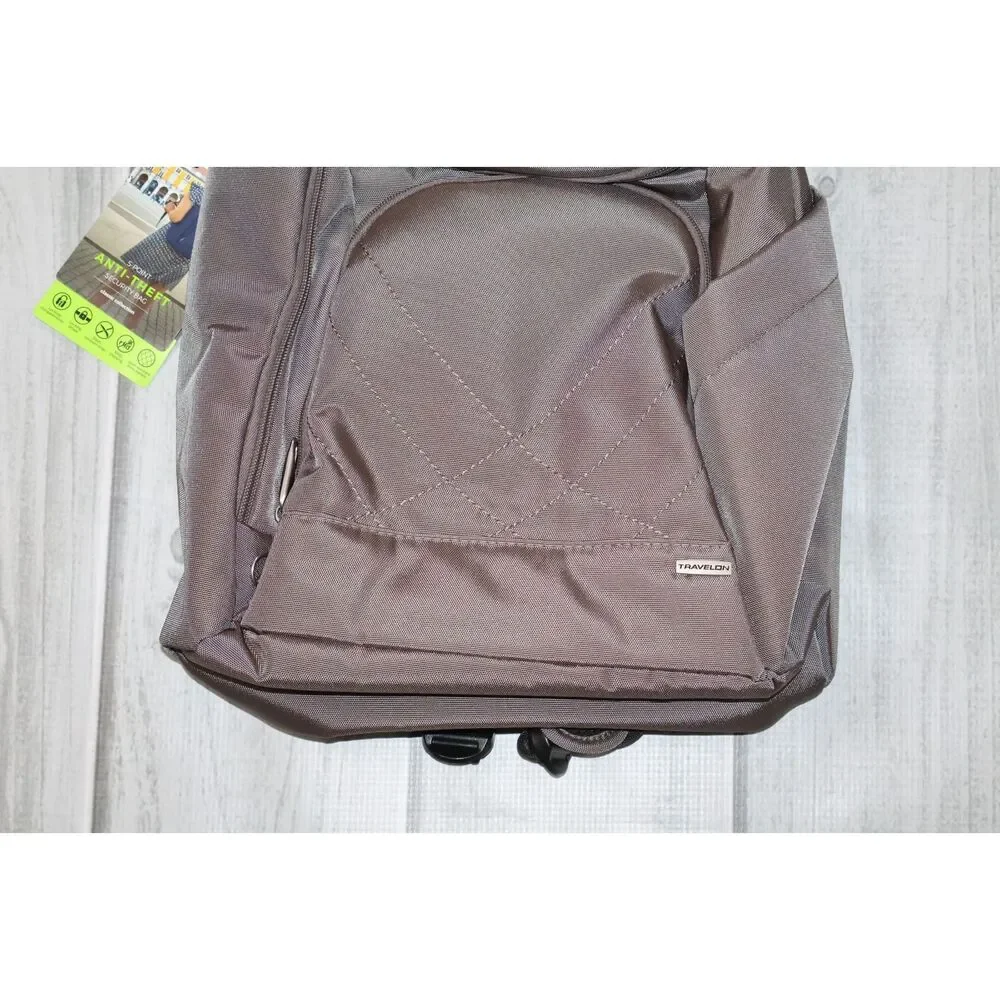 NEW Travelon Anti Theft Classic Backpack 5 Point Security Bag Travel Hazelnut